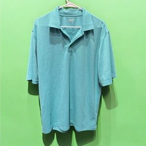 Kirkland Signature Aqua blue Polo collard Shirt LARGE